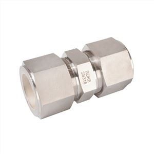 Hydraulic OD 1 / 4 Stainless Steel Union Connector Compression Double Ferrule Tube Fittings