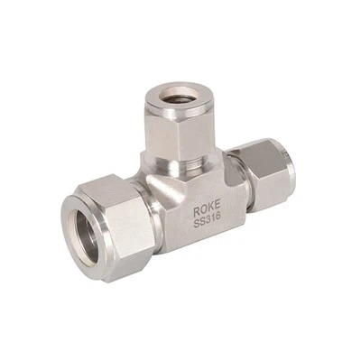 Stainless Steel Double Ferrules Tube Fitting Reducing Union Tee